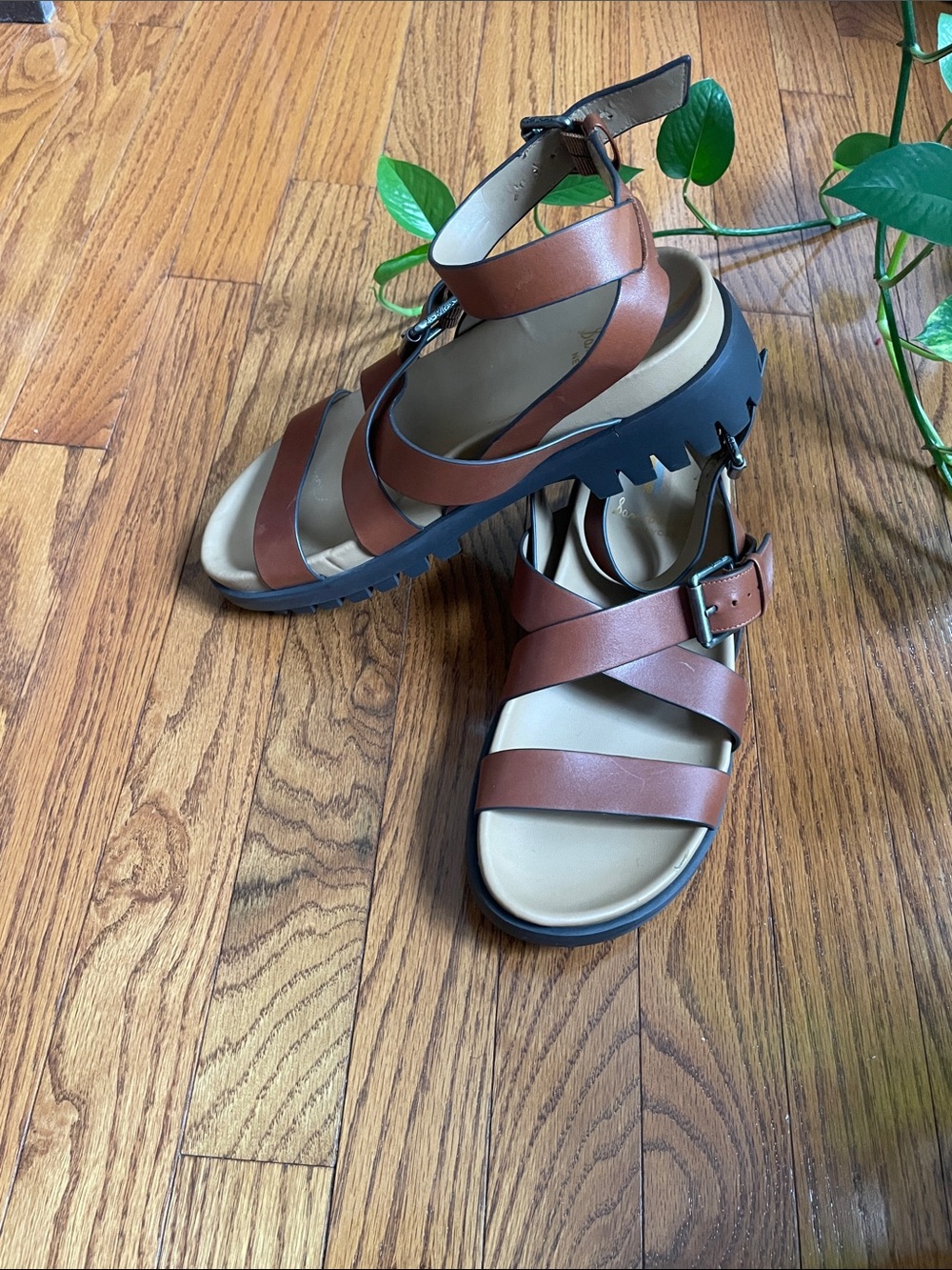 Sam Edelman Tan Brown Leather Strappy Sandals